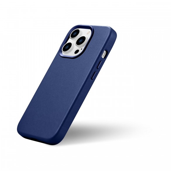iCarer Case Läderfodral skal för iPhone 14 Pro Blue (WMI14220706-BU) (MagSafe-kompatibel)
