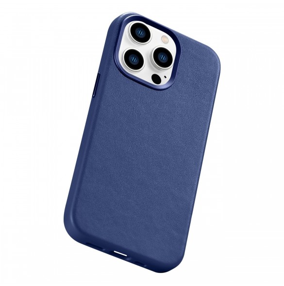 iCarer Case Läderfodral skal för iPhone 14 Pro Blue (WMI14220706-BU) (MagSafe-kompatibel)