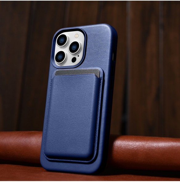 iCarer Case Läderfodral skal för iPhone 14 Pro Blue (WMI14220706-BU) (MagSafe-kompatibel)