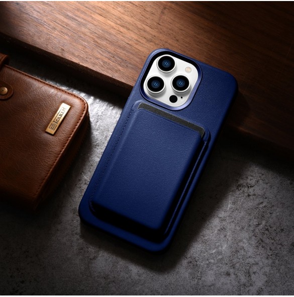iCarer Case Läderfodral skal för iPhone 14 Pro Blue (WMI14220706-BU) (MagSafe-kompatibel)
