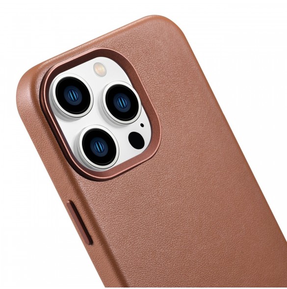 iCarer Case Läderfodral skal för iPhone 14 Pro Max Brown (WMI14220708-BN) (MagSafe-kompatibel)