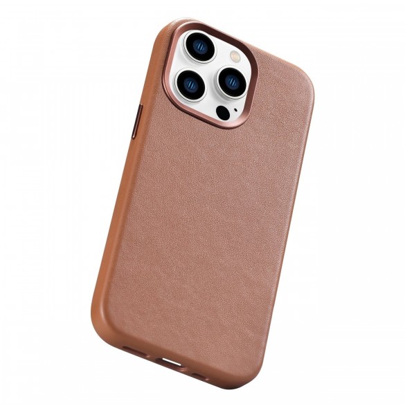iCarer Case Läderfodral skal för iPhone 14 Pro Max Brown (WMI14220708-BN) (MagSafe-kompatibel)