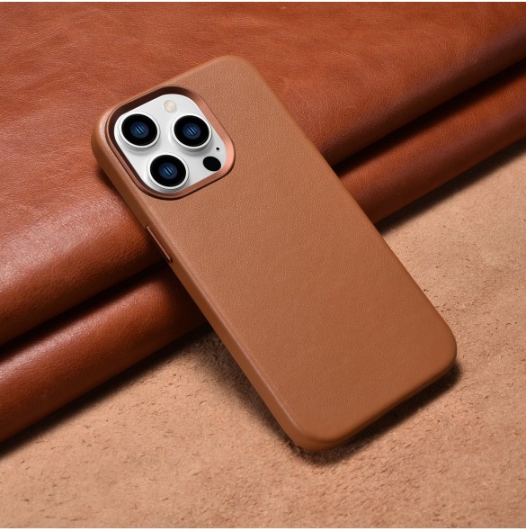 iCarer Case Läderfodral skal för iPhone 14 Pro Max Brown (WMI14220708-BN) (MagSafe-kompatibel)