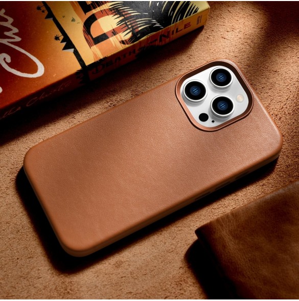 iCarer Case Läderfodral skal för iPhone 14 Pro Max Brown (WMI14220708-BN) (MagSafe-kompatibel)