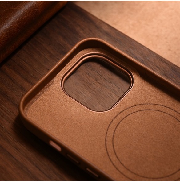 iCarer Case Läderfodral skal för iPhone 14 Pro Max Brown (WMI14220708-BN) (MagSafe-kompatibel)