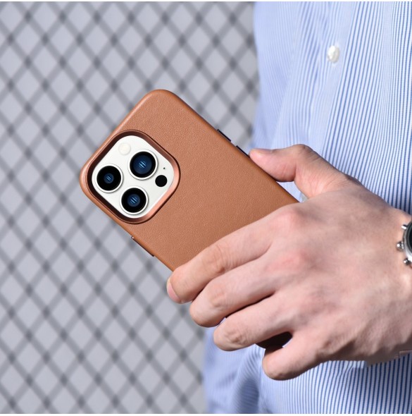 iCarer Case Läderfodral skal för iPhone 14 Pro Max Brown (WMI14220708-BN) (MagSafe-kompatibel)