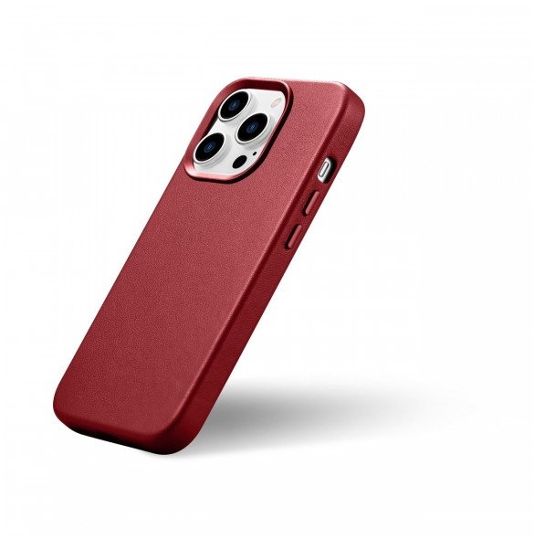 iCarer Case Läderfodral skal för iPhone 14 Pro Red (WMI14220706-RD) (MagSafe-kompatibel)