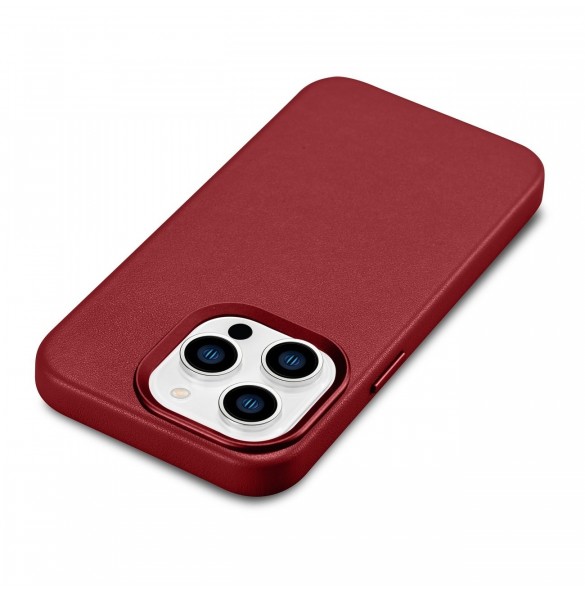 iCarer Case Läderfodral skal för iPhone 14 Pro Red (WMI14220706-RD) (MagSafe-kompatibel)