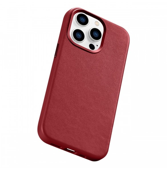 iCarer Case Läderfodral skal för iPhone 14 Pro Red (WMI14220706-RD) (MagSafe-kompatibel)