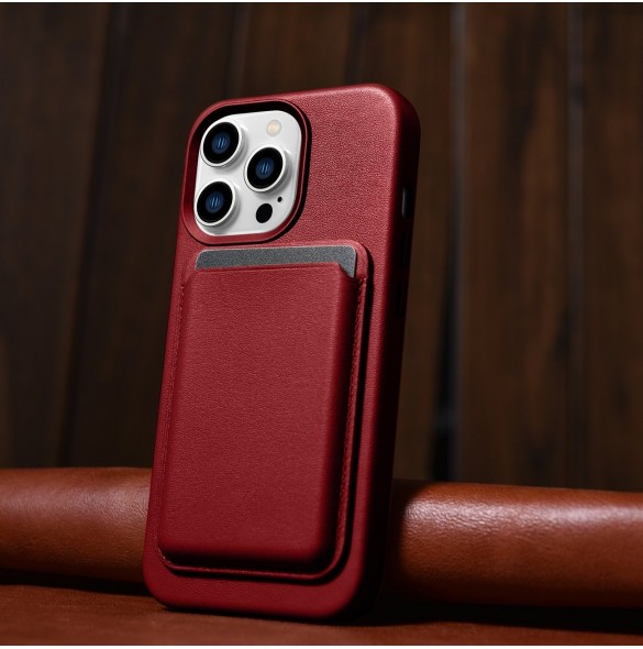 iCarer Case Läderfodral skal för iPhone 14 Pro Red (WMI14220706-RD) (MagSafe-kompatibel)