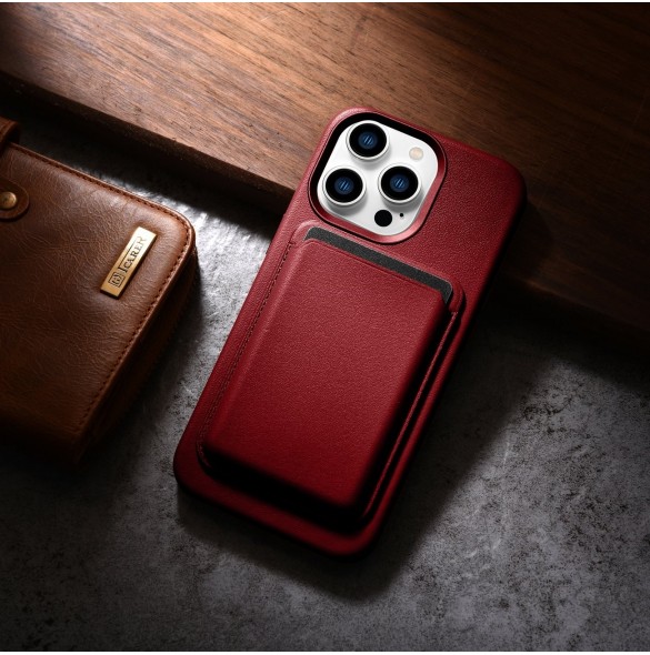 iCarer Case Läderfodral skal för iPhone 14 Pro Red (WMI14220706-RD) (MagSafe-kompatibel)