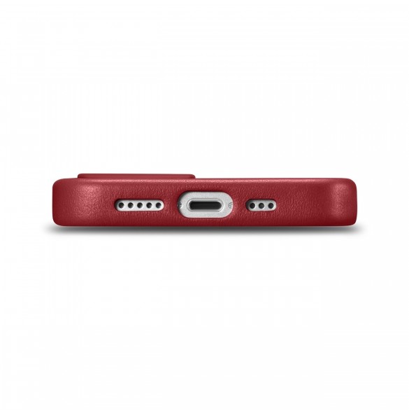 iCarer Fodral Läderfodral av naturläder för iPhone 14 Plus röd (kompatibel med MagSafe)