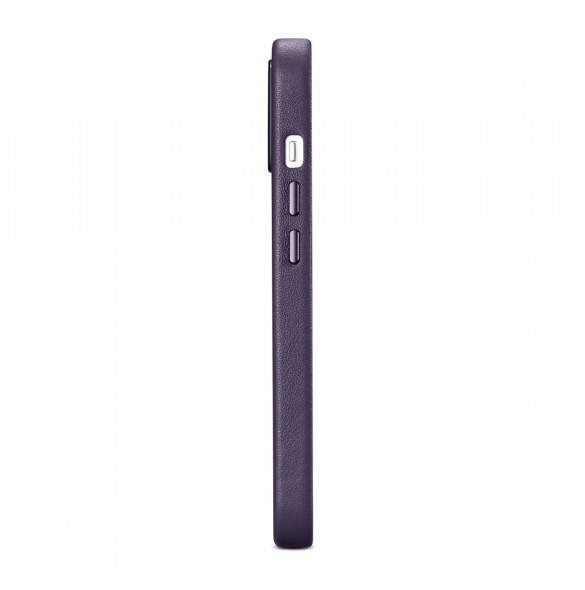 iCarer Case Läderfodral för iPhone 14 Plus mörklila (MagSafe-kompatibel)