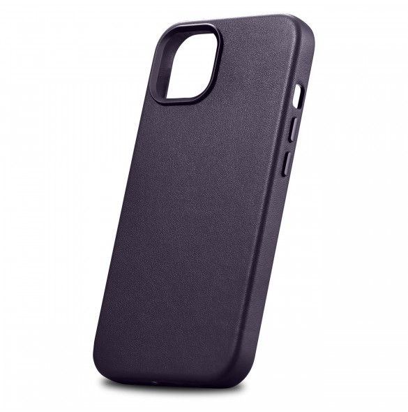 iCarer Case Läderfodral för iPhone 14 Plus mörklila (MagSafe-kompatibel)