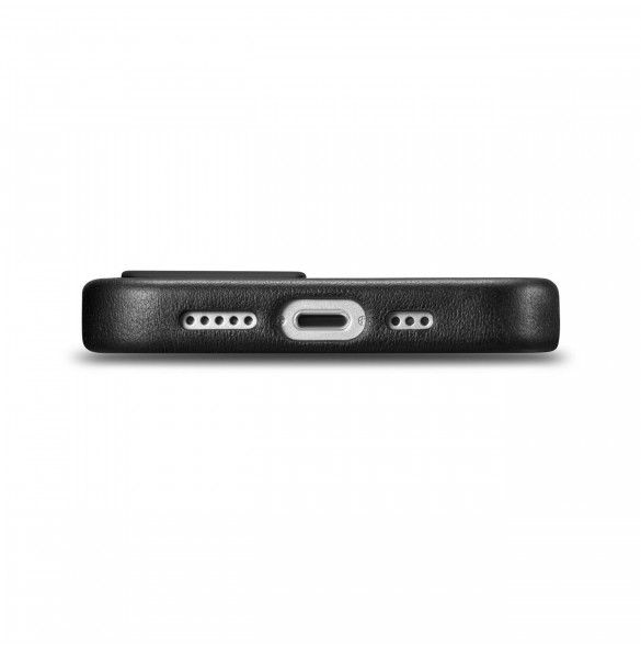 iCarer Fodral Läderfodral för iPhone 14 Plus äkta läderfodral svart (kompatibelt med MagSafe)