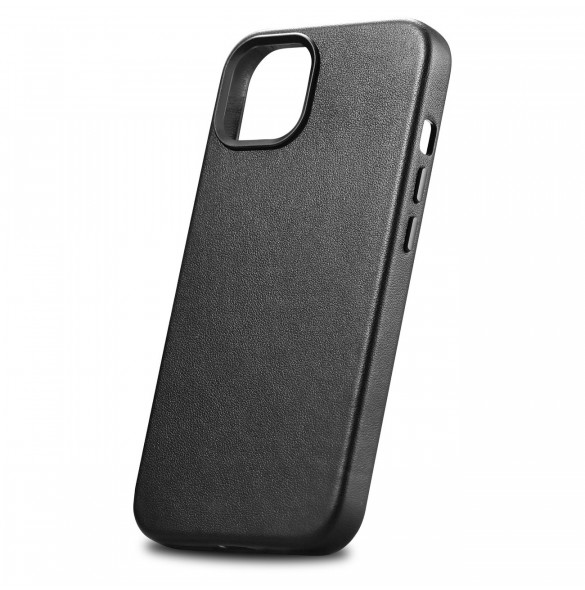 iCarer Fodral Läderfodral för iPhone 14 Plus äkta läderfodral svart (kompatibelt med MagSafe)