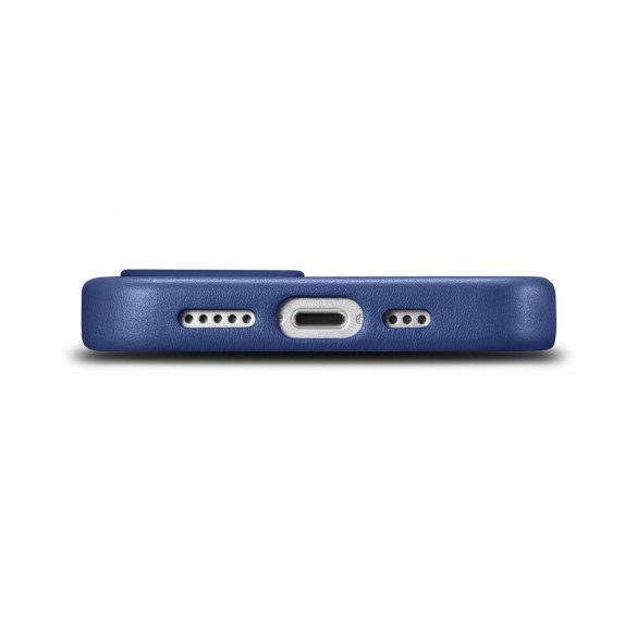 iCarer Fodral Läderfodral för iPhone 14 Plus äkta läderfodral blå (kompatibelt med MagSafe)