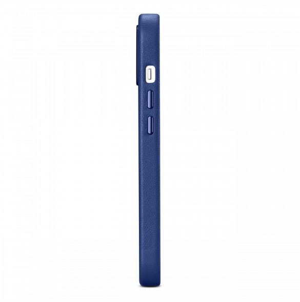 iCarer Fodral Läderfodral för iPhone 14 Plus äkta läderfodral blå (kompatibelt med MagSafe)