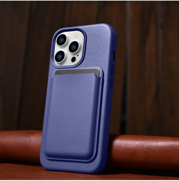 iCarer Fodral Läderfodral Äkta läderfodral för iPhone 14 Pro Ljuslila (WMI14220706-LP) (MagSafe-kompatibel)