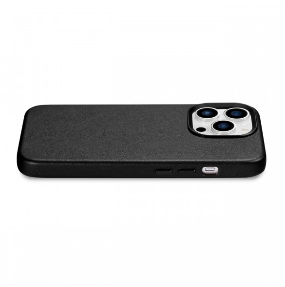 iCarer Fodral Läderfodral Äkta läderfodral för iPhone 14 Pro Max svart (WMI14220708-BK) (MagSafe-kompatibel)