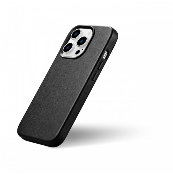 iCarer Fodral Läderfodral Äkta läderfodral för iPhone 14 Pro Max svart (WMI14220708-BK) (MagSafe-kompatibel)