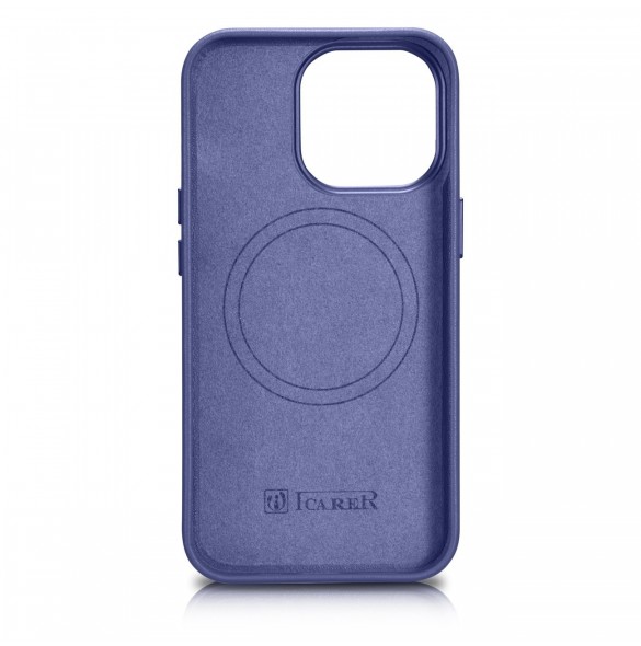 iCarer Fodral Läderfodral Äkta läderfodral för iPhone 14 Pro Max Ljuslila (WMI14220708-LP) (MagSafe-kompatibel)