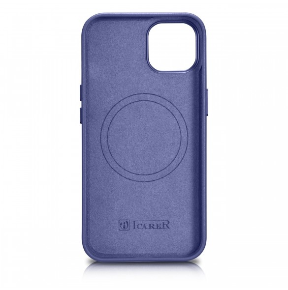 iCarer Fodral Läderfodral Äkta läder iPhone 14 Plus Ljuslila (MagSafe-kompatibel)