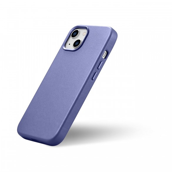 iCarer Fodral Läderfodral Äkta läder iPhone 14 Plus Ljuslila (MagSafe-kompatibel)
