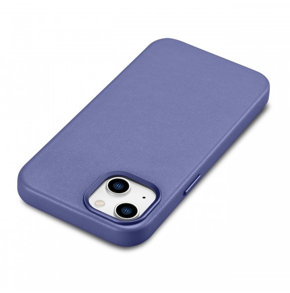 iCarer Fodral Läderfodral Äkta läder iPhone 14 Plus Ljuslila (MagSafe-kompatibel)