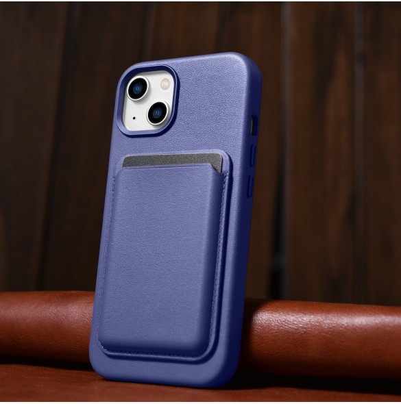 iCarer Fodral Läderfodral Äkta läder iPhone 14 Plus Ljuslila (MagSafe-kompatibel)