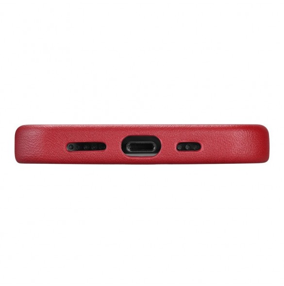 iCarer Fodral Läderfodral i äkta läder för iPhone 12 Pro Max röd (WMI1217-RD) (MagSafe-kompatibel)