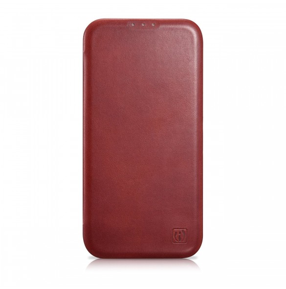 iCarer CE Oil Wax Premium Leather Folio Fodral iPhone 14 Plus Magnetic Flip Leather Folio Fodral MagSafe Röd (AKI14220707-RD)
