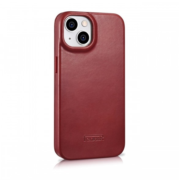 iCarer CE Oil Wax Premium Leather Folio Fodral iPhone 14 Plus Magnetic Flip Leather Folio Fodral MagSafe Röd (AKI14220707-RD)