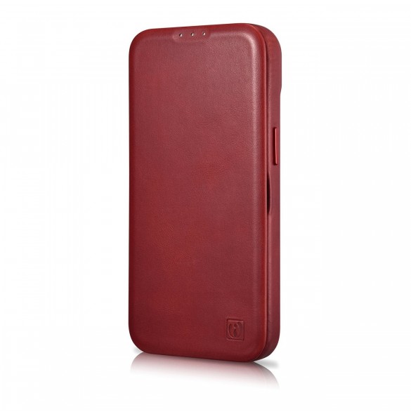 iCarer CE Oil Wax Premium Leather Folio Fodral iPhone 14 Plus Magnetic Flip Leather Folio Fodral MagSafe Röd (AKI14220707-RD)