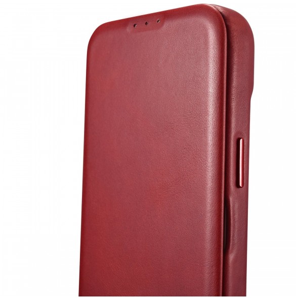 iCarer CE Oil Wax Premium Leather Folio Fodral iPhone 14 Plus Magnetic Flip Leather Folio Fodral MagSafe Röd (AKI14220707-RD)