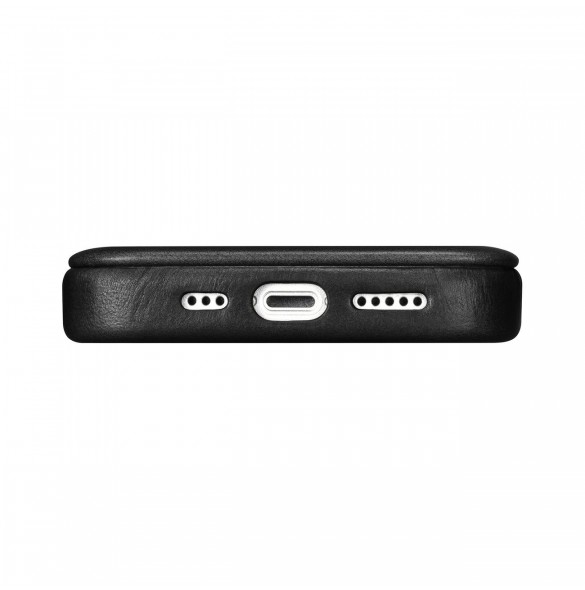 iCarer CE Oil Wax Premium Leather Folio Case Läderfodral iPhone 14 Pro Magnetic Flip MagSafe Black (AKI14220706-BK)