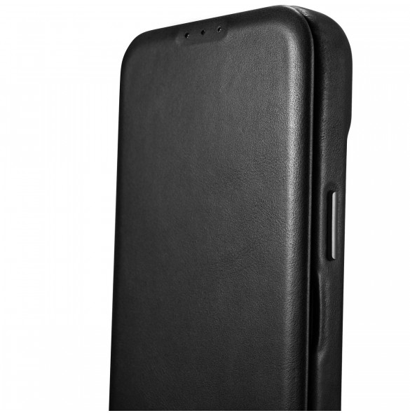 iCarer CE Oil Wax Premium Leather Folio Case Läderfodral iPhone 14 Pro Magnetic Flip MagSafe Black (AKI14220706-BK)