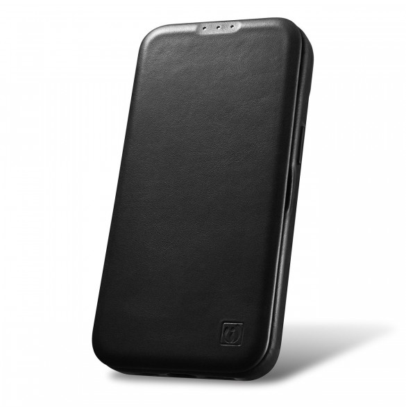 iCarer CE Oil Wax Premium Leather Folio Case Läderfodral iPhone 14 Pro Magnetic Flip MagSafe Black (AKI14220706-BK)