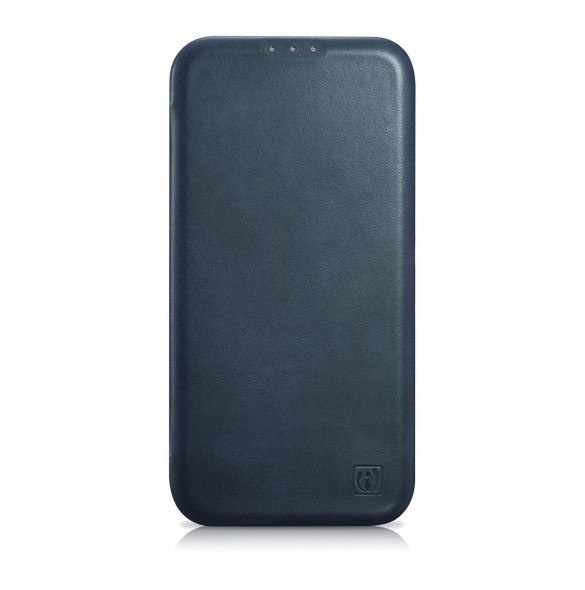 iCarer CE Oil Wax Premium Leather Folio Case Läderfodral iPhone 14 Pro Magnetic Flip MagSafe Blue (AKI14220706-BU)