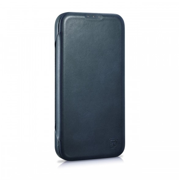 iCarer CE Oil Wax Premium Leather Folio Case Läderfodral iPhone 14 Pro Magnetic Flip MagSafe Blue (AKI14220706-BU)