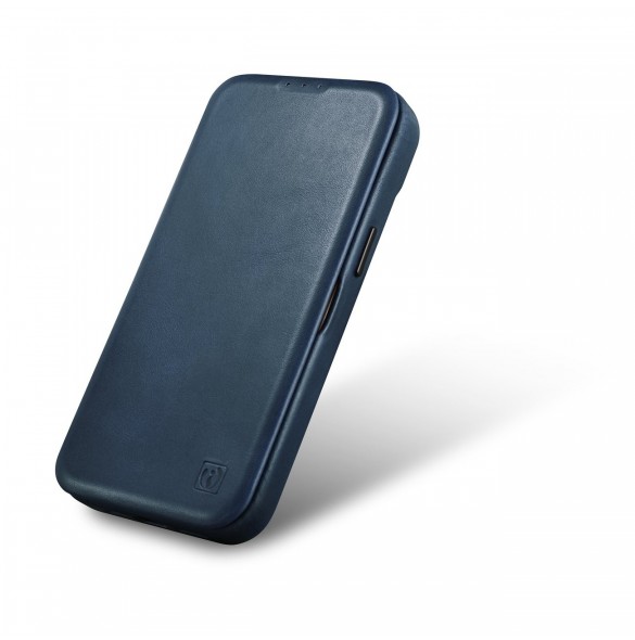 iCarer CE Oil Wax Premium Leather Folio Case Läderfodral iPhone 14 Pro Magnetic Flip MagSafe Blue (AKI14220706-BU)