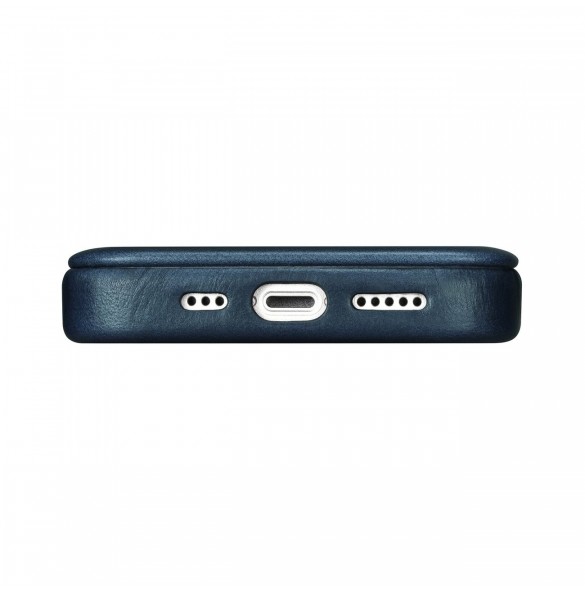 iCarer CE Oil Wax Premium Leather Folio Case Läderfodral iPhone 14 Pro Magnetic Flip MagSafe Blue (AKI14220706-BU)