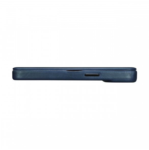iCarer CE Oil Wax Premium Leather Folio Case Läderfodral iPhone 14 Pro Magnetic Flip MagSafe Blue (AKI14220706-BU)