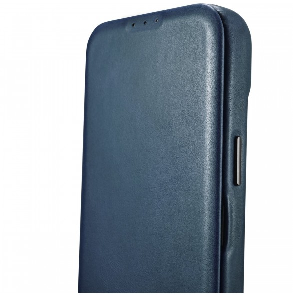 iCarer CE Oil Wax Premium Leather Folio Case Läderfodral iPhone 14 Pro Magnetic Flip MagSafe Blue (AKI14220706-BU)