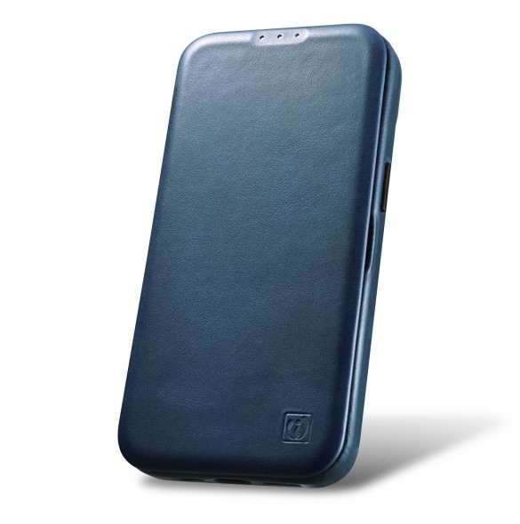 iCarer CE Oil Wax Premium Leather Folio Case Läderfodral iPhone 14 Pro Magnetic Flip MagSafe Blue (AKI14220706-BU)