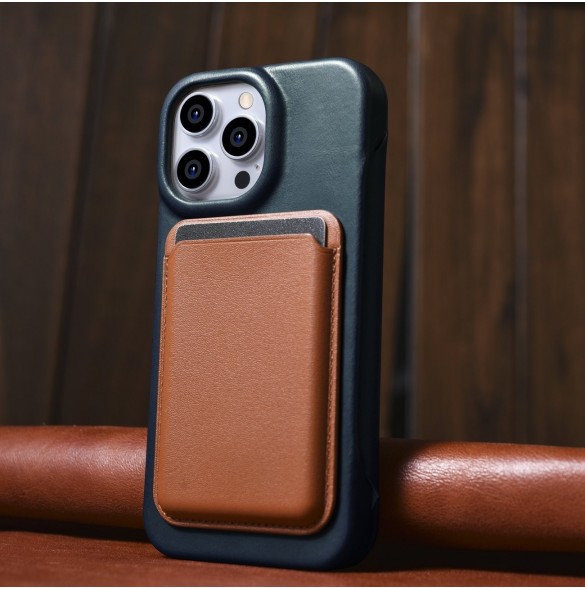 iCarer CE Oil Wax Premium Leather Folio Case Läderfodral iPhone 14 Pro Magnetic Flip MagSafe Blue (AKI14220706-BU)