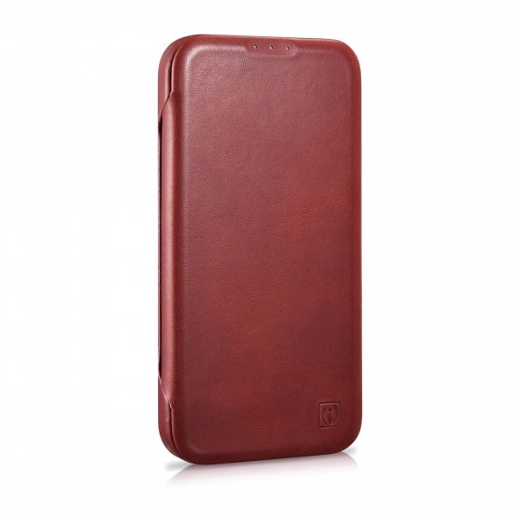 iCarer CE Oil Wax Premium Leather Folio Case Läderfodral iPhone 14 Pro Max Magnetic Flip MagSafe Röd (AKI14220708-RD)