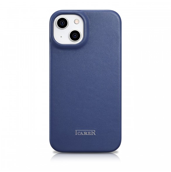 iCarer CE Premium Leather Folio Case iPhone 14 Plus Magnetic Flip Leather Folio Case MagSafe Blue (WMI14220715-BU)
