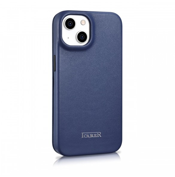 iCarer CE Premium Leather Folio Case iPhone 14 Plus Magnetic Flip Leather Folio Case MagSafe Blue (WMI14220715-BU)
