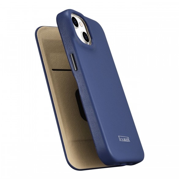 iCarer CE Premium Leather Folio Case iPhone 14 Plus Magnetic Flip Leather Folio Case MagSafe Blue (WMI14220715-BU)